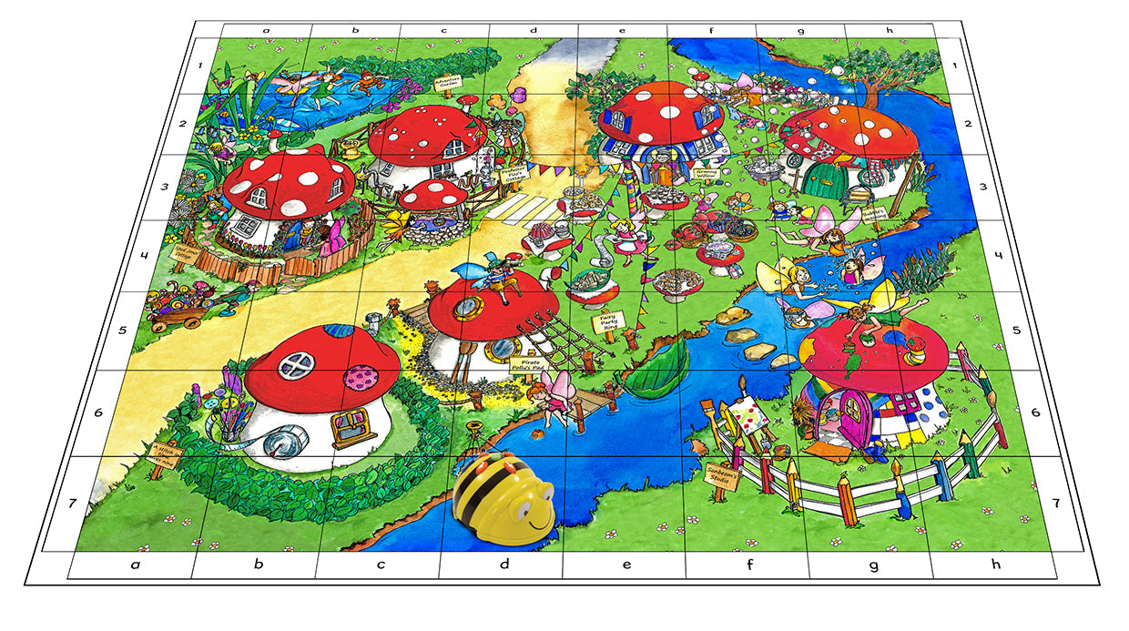  This colourful, bright floor mat is suitable for use with programmable floor robots such as Bee-Bots. It features a 15 cm grid overlay and can be used on the floor individually or as a group in the classroom. A Bee-Bot is a small programmable robot which introduces children to the concept of teaching directional language and creating simple programs. Children can develop, test, debug and retest sequences of code to reach their aims. 