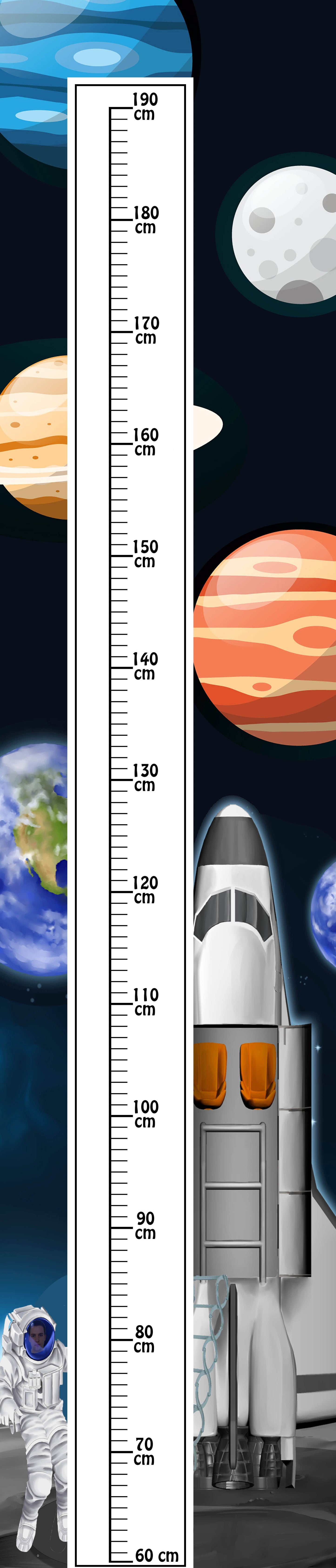 Space Themed Child's Height Chart 140x30cm - High Quality Waterproof PVC Banner