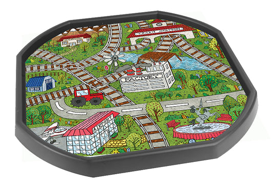 Train town and railway - Standard Tuff Tray Mat: 86cm x 86cm (approx)  Designed to fit in the Tuff Tray or the Tuff Spot.