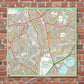 Postcode Centred Mounted Ordnance Survey Street Map - 1x1m Size - 3x3km Area